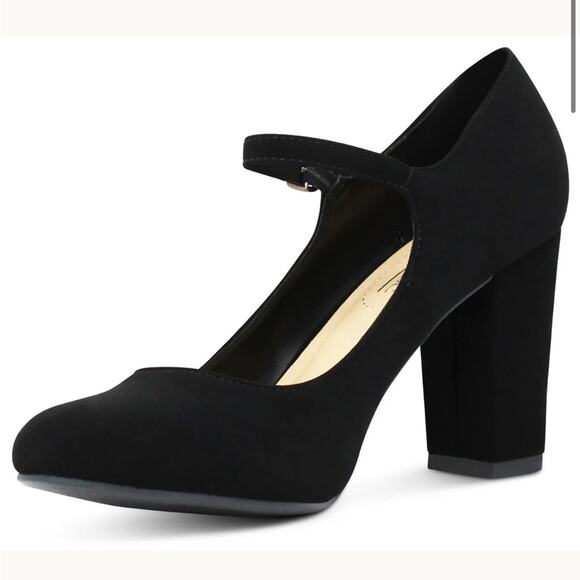 NEW Marco Women's Black Buckle Strap Mary Jane Mid-rise Chunky Heel Size 9 - Picture 3 of 6